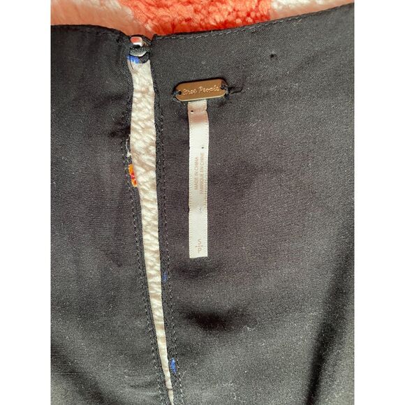 Free People Two Faces Black Smocked Mini Dress Boho Floral Romantic Size S - Picture 4 of 7